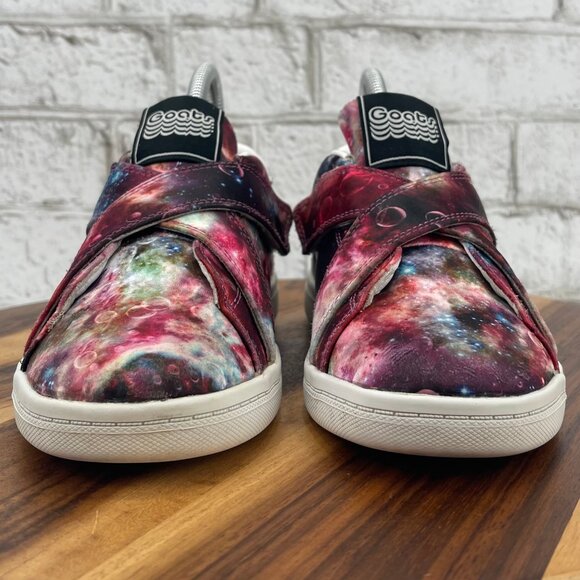Goats Youth Kids Sz. 3 Galaxy Nebula Space Print Hook & Loop Sneakers Shoes - Picture 8 of 15